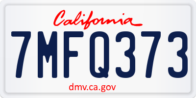 CA license plate 7MFQ373