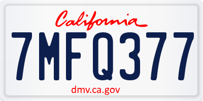 CA license plate 7MFQ377