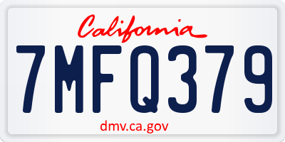 CA license plate 7MFQ379