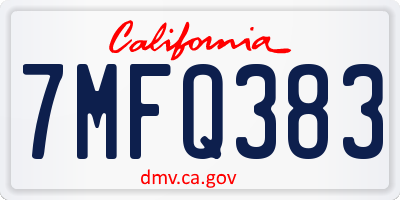 CA license plate 7MFQ383