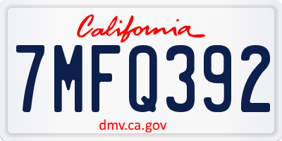 CA license plate 7MFQ392
