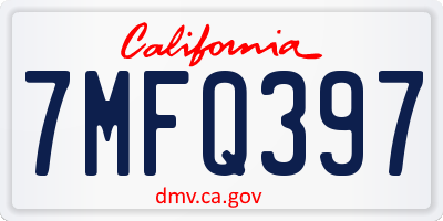 CA license plate 7MFQ397