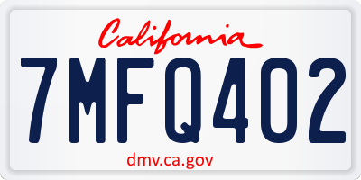 CA license plate 7MFQ402