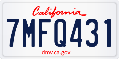 CA license plate 7MFQ431