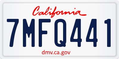 CA license plate 7MFQ441