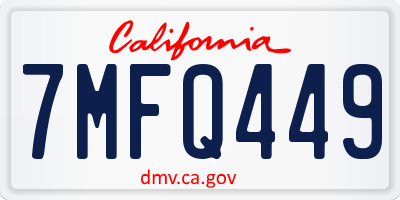 CA license plate 7MFQ449