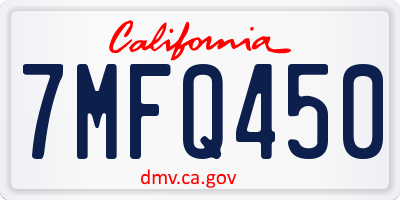 CA license plate 7MFQ450