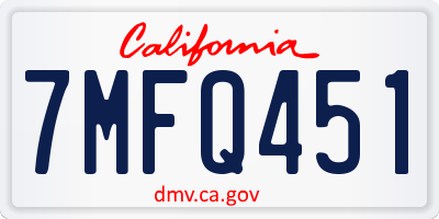 CA license plate 7MFQ451