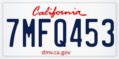 CA license plate 7MFQ453