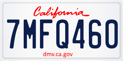 CA license plate 7MFQ460