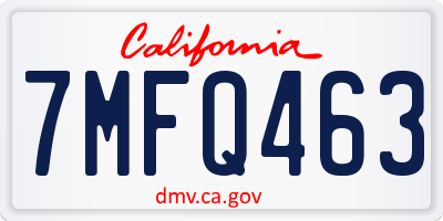 CA license plate 7MFQ463