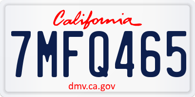 CA license plate 7MFQ465