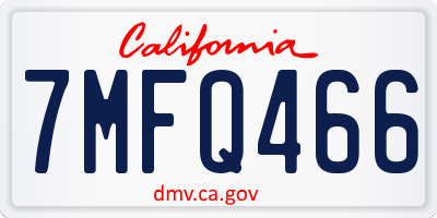CA license plate 7MFQ466