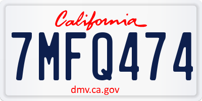 CA license plate 7MFQ474