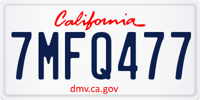 CA license plate 7MFQ477