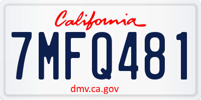 CA license plate 7MFQ481