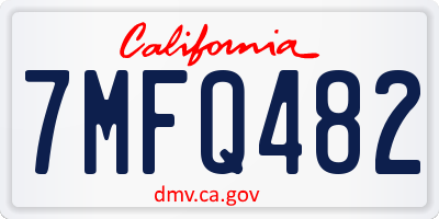 CA license plate 7MFQ482