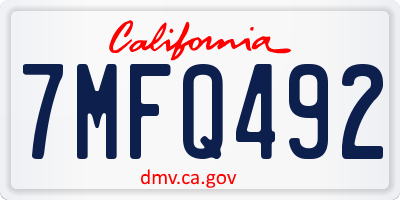 CA license plate 7MFQ492
