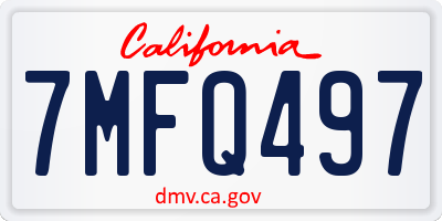 CA license plate 7MFQ497