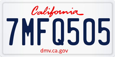 CA license plate 7MFQ505