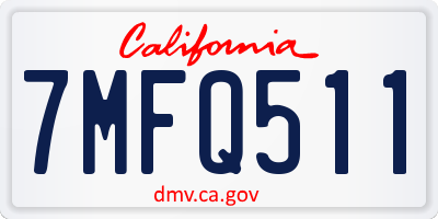 CA license plate 7MFQ511