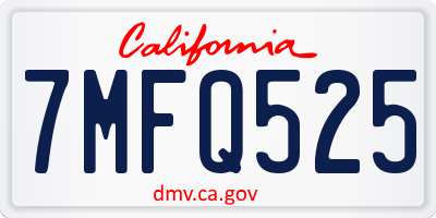 CA license plate 7MFQ525