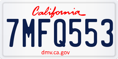 CA license plate 7MFQ553