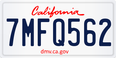 CA license plate 7MFQ562