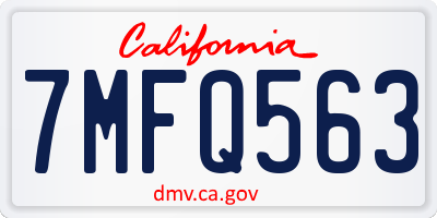 CA license plate 7MFQ563