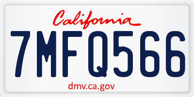 CA license plate 7MFQ566