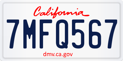 CA license plate 7MFQ567