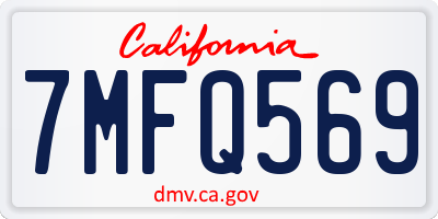 CA license plate 7MFQ569