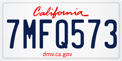 CA license plate 7MFQ573