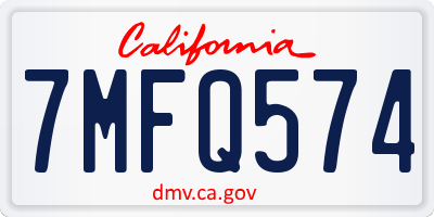 CA license plate 7MFQ574