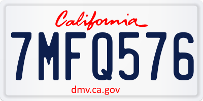 CA license plate 7MFQ576