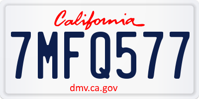 CA license plate 7MFQ577