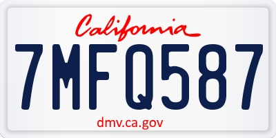 CA license plate 7MFQ587