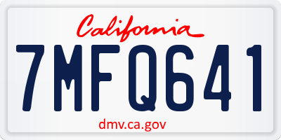 CA license plate 7MFQ641