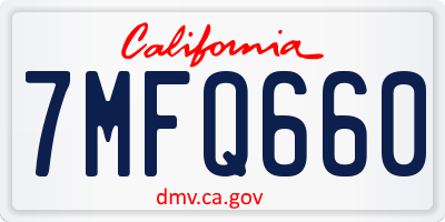CA license plate 7MFQ660