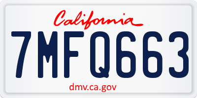 CA license plate 7MFQ663
