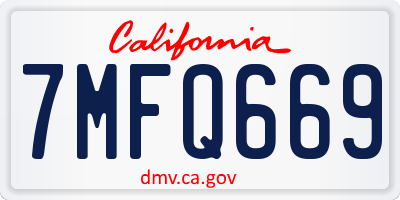 CA license plate 7MFQ669