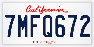 CA license plate 7MFQ672