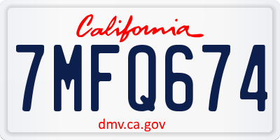 CA license plate 7MFQ674