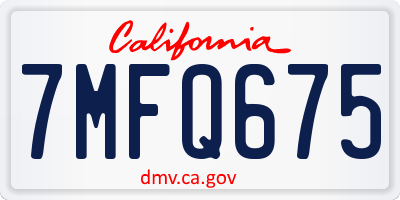 CA license plate 7MFQ675
