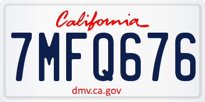 CA license plate 7MFQ676