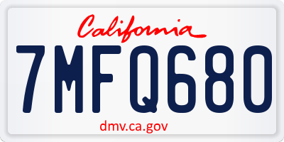 CA license plate 7MFQ680