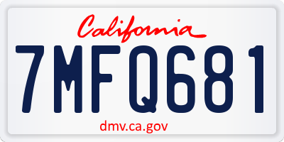 CA license plate 7MFQ681