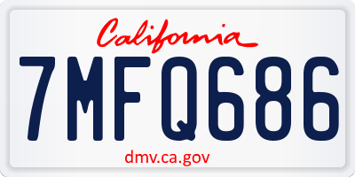 CA license plate 7MFQ686