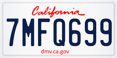 CA license plate 7MFQ699