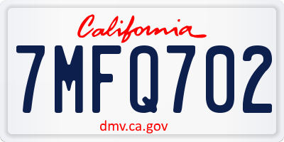 CA license plate 7MFQ702